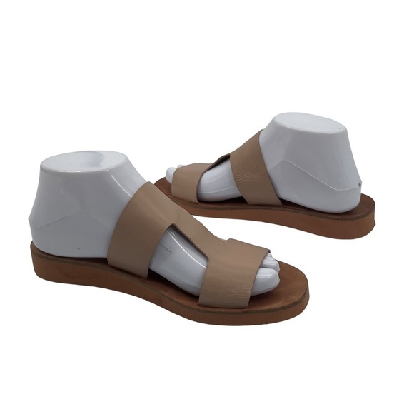 Via Spiga Blanka Nude Leather Slide Sandals Size 7 Women's - Picture 1 of 10